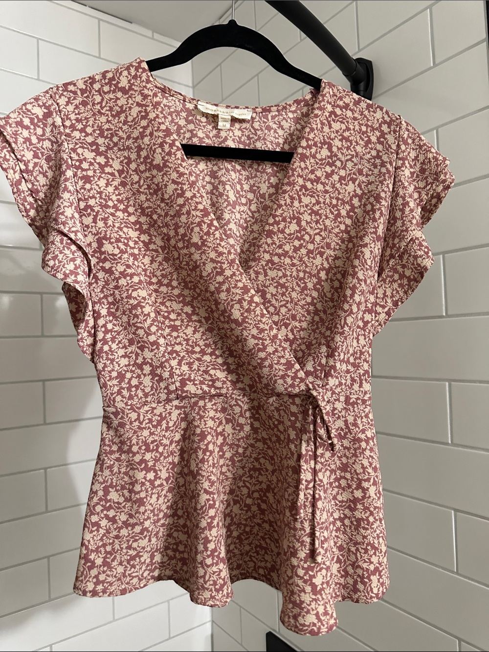 Monteau Dusty Rose Floral Wrap Top